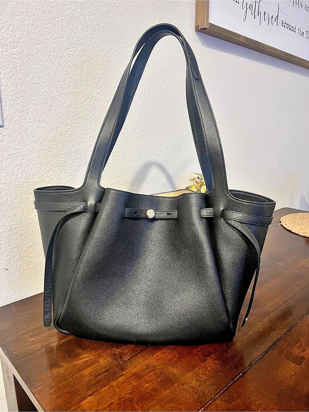 Tory Burch Romy Leather Tote Black
